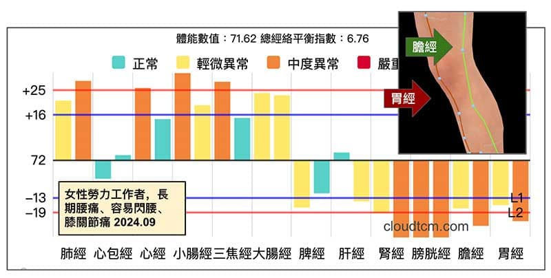 長期在寒濕環境工作,容易閃到腰膝蓋痛的經絡型態