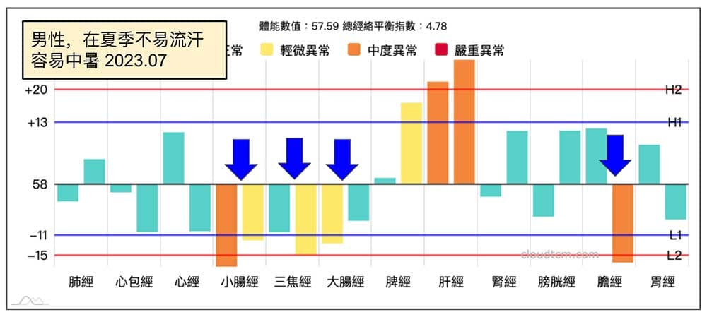 寒性陽虛體質容易中暑的經絡現象