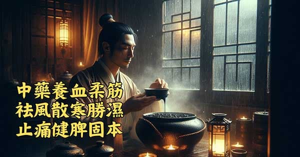 中藥養血柔筋,祛風散寒勝濕止痛,健脾固本