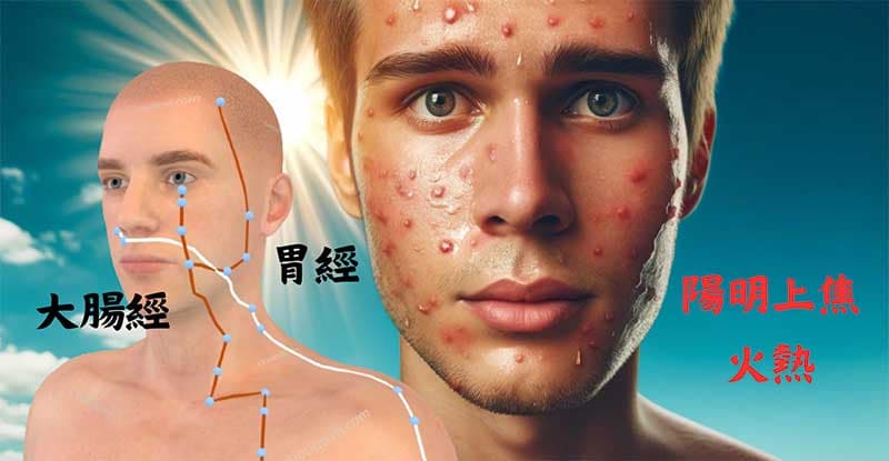 陽明上焦火熱時,容易出現面皰青春痘