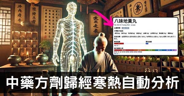 自動分析中藥方劑歸經、寒熱,學方劑變得超簡單!