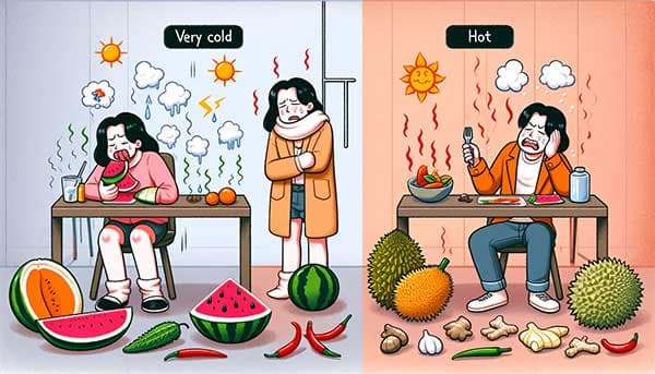 中藥及食物都具備寒熱的特性