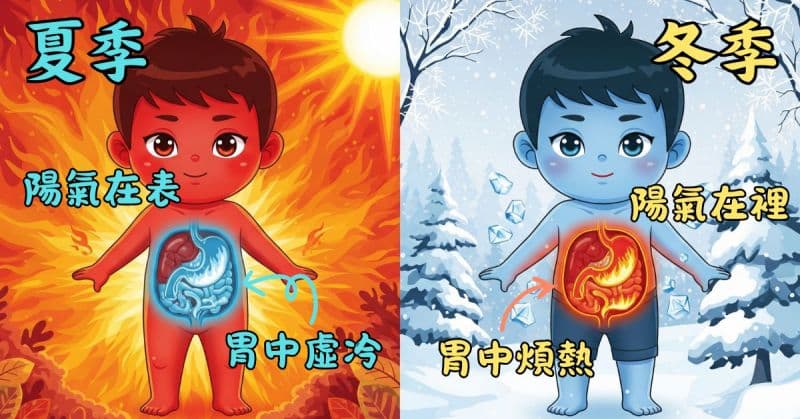 傷寒論提到,夏天與冬天陽氣的部位不同