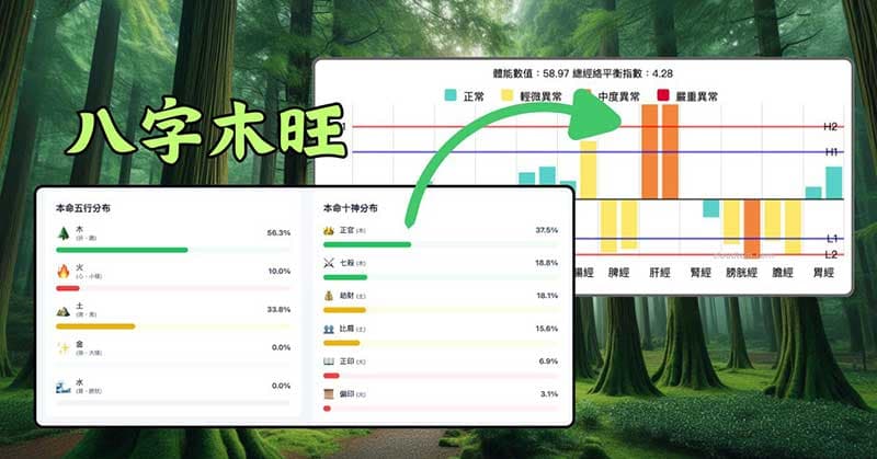 經絡八字五行,木太旺與經絡現象