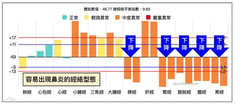容易出現鼻炎的綜合經絡型態
