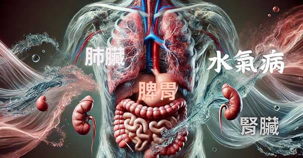 中醫認為水氣病,與脾臟、腎臟與肺臟有關