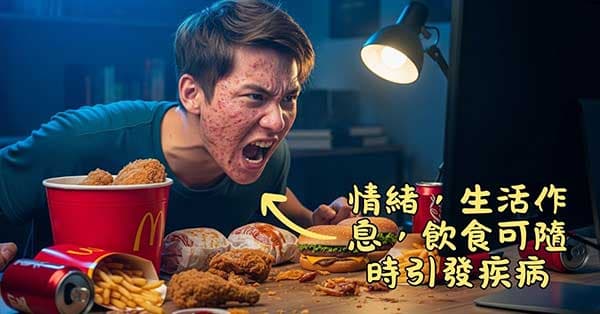 情緒,生活作息,飲食可隨時引發疾病