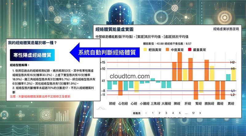 系統判定某會員屬於寒性陽虛經絡體質