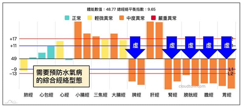 需要預防水氣病的綜合經絡型態