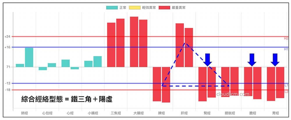 綜合經絡型態,就是鐵三角加上陽虛經絡型態