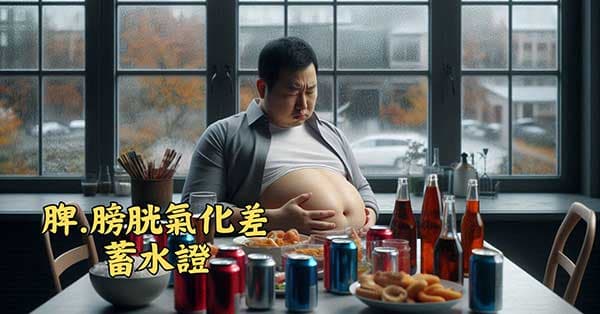 喝太多水,水氣排不出去造成蓄水證