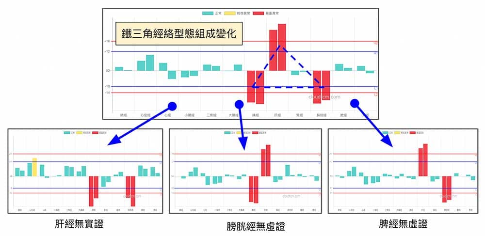 鐵三角經絡型態的組成，有時候會少一個角