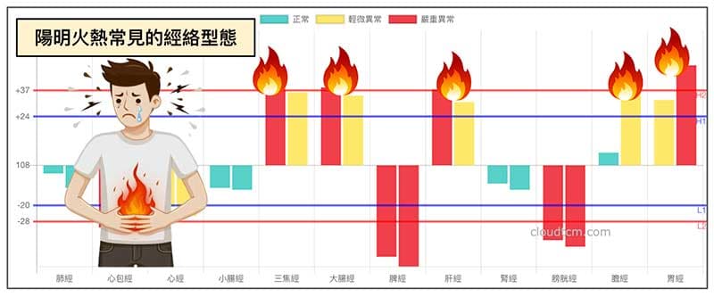 從夏天的經絡型態,可以看出一大堆的火氣現象