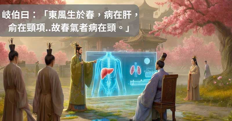 黃帝內經提到春季容易出現肝病、脖子與頭部疾病