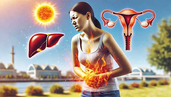 女性在夏季肝經濕熱,容易出現下腹部子宮疾病