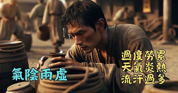在炎熱天氣下過度流汗,容易出現氣陰兩虛證