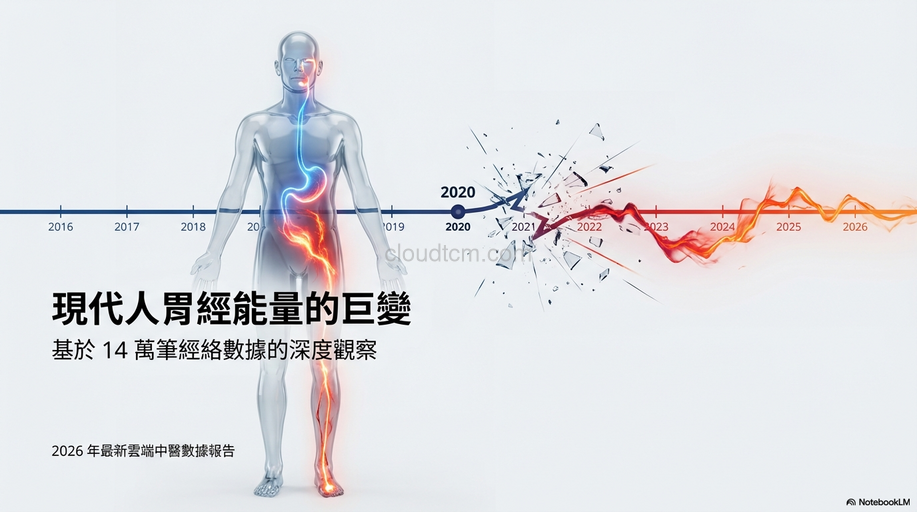 從大量經絡數據，觀察近年來現代人胃經能量的變化!
